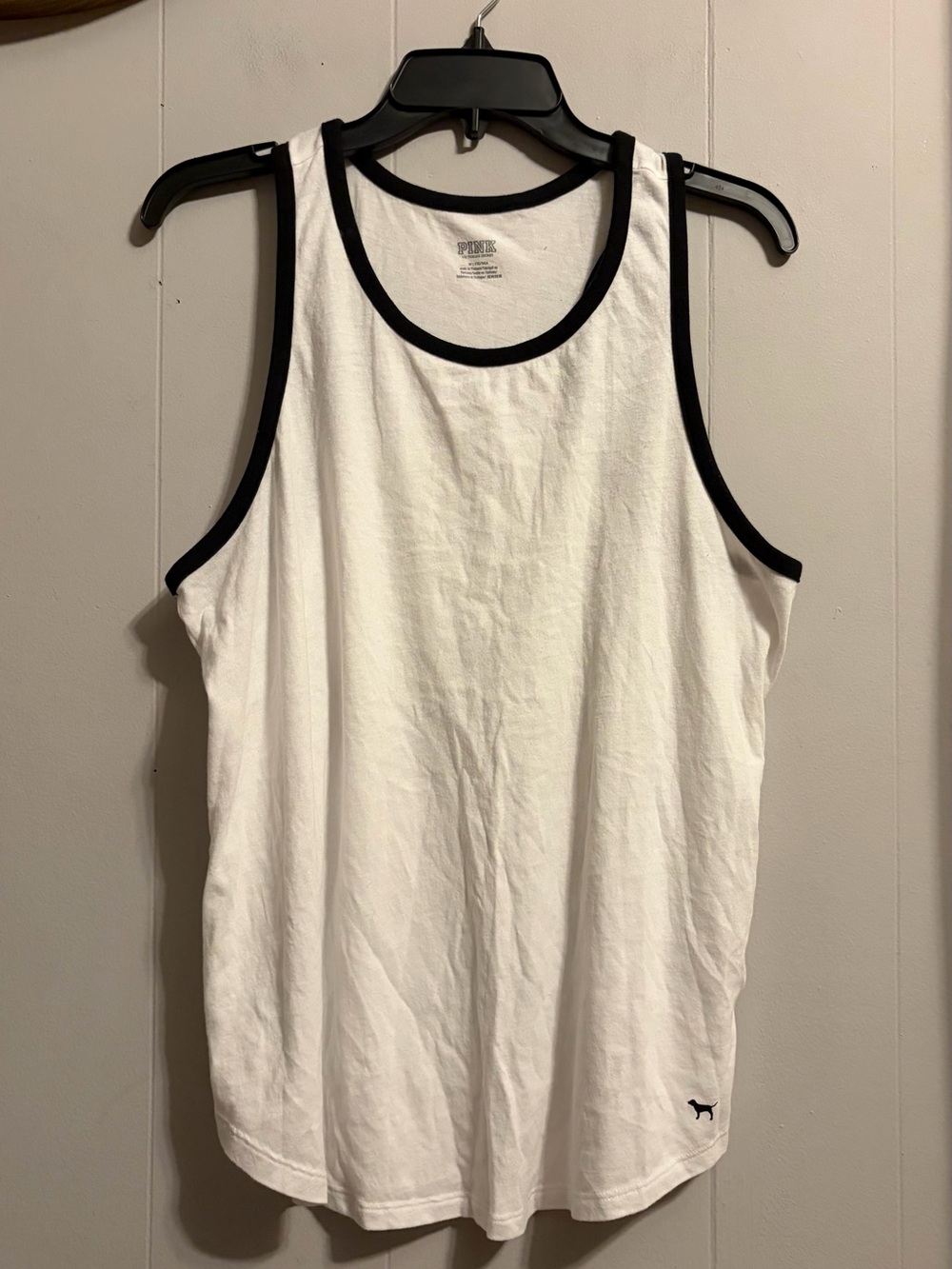 PINK Victoria's Secret White Tank Top with Black Trim